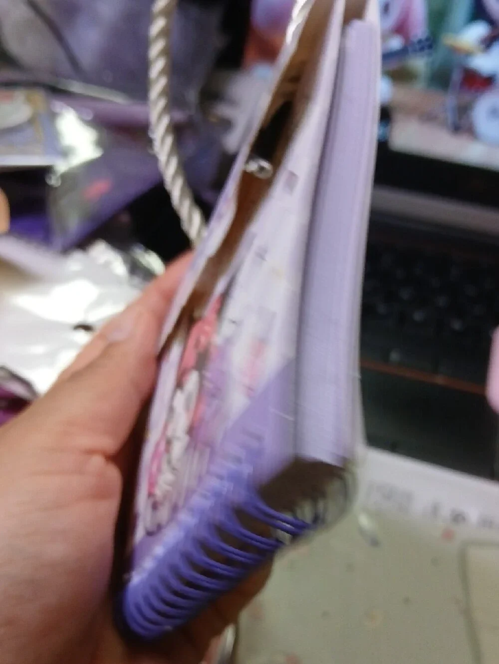 Kuromi Mini Purse Flip Notebook - Lavender Pink